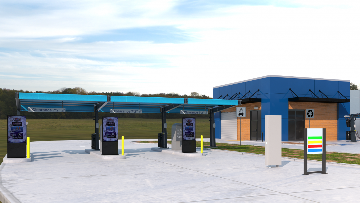 Blue Car Wash Building 3D