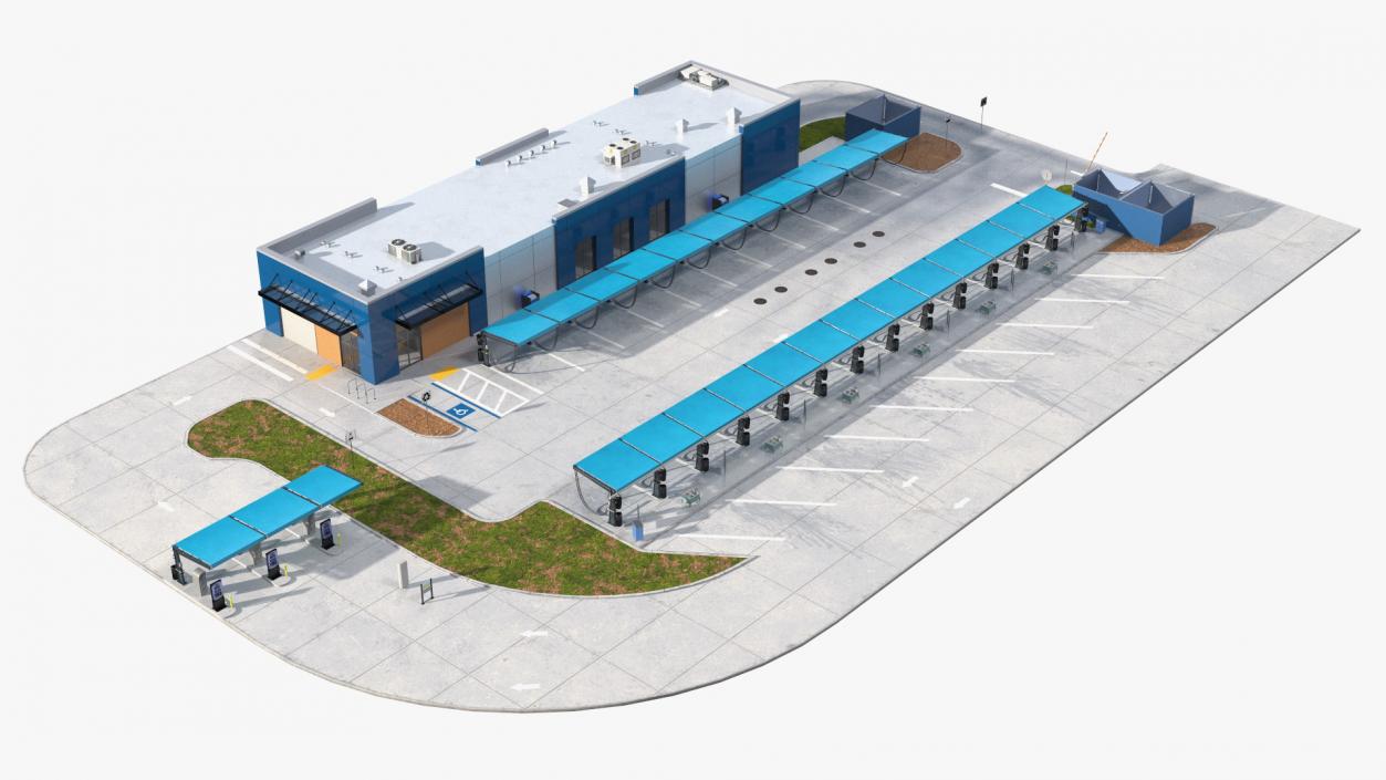 Blue Car Wash Building 3D