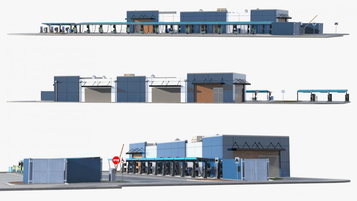 Blue Car Wash Building 3D