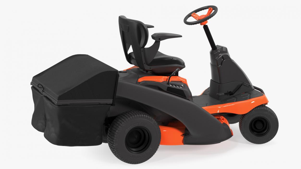 Mobile Lawn-Mower Orange with Grass Collection Bag Rigged 3D