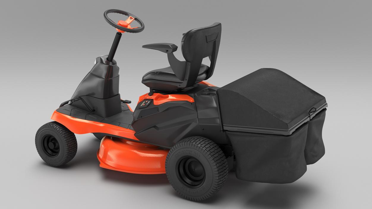 Mobile Lawn-Mower Orange with Grass Collection Bag Rigged 3D