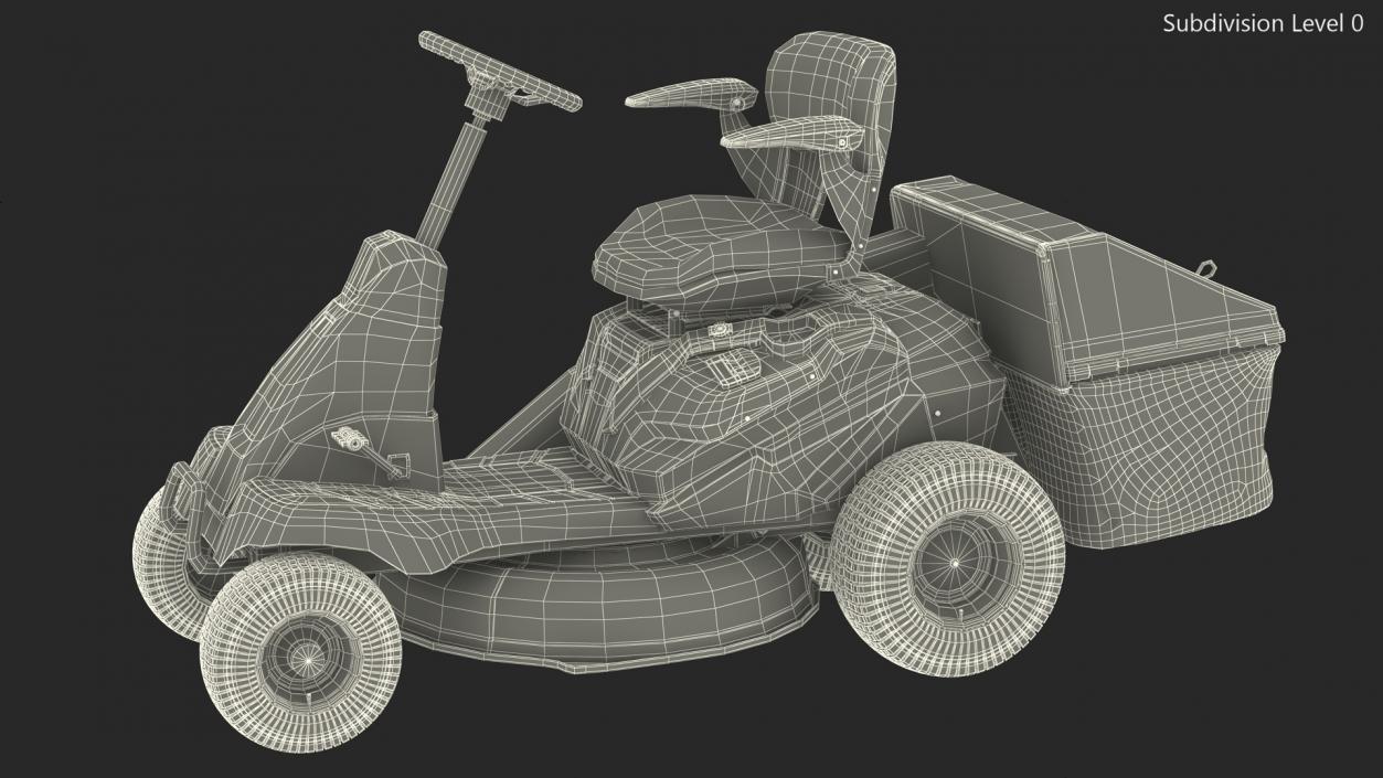 Mobile Lawn-Mower Orange with Grass Collection Bag Rigged 3D