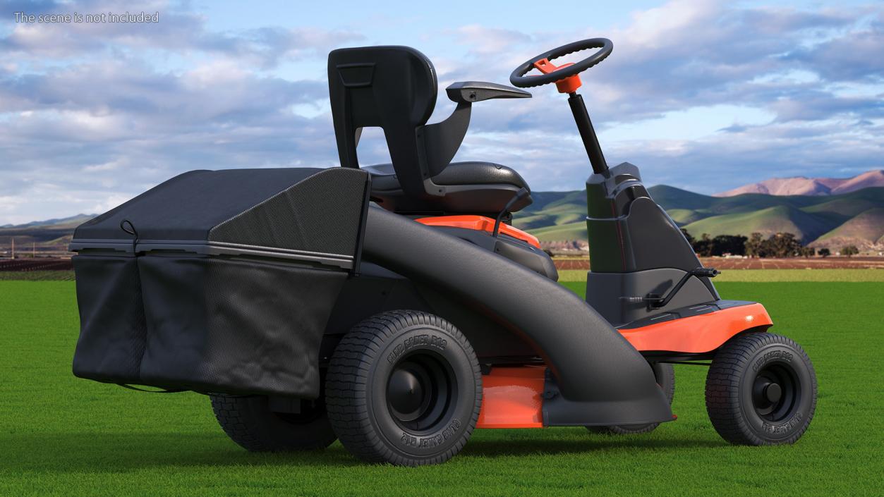 Mobile Lawn-Mower Orange with Grass Collection Bag Rigged 3D