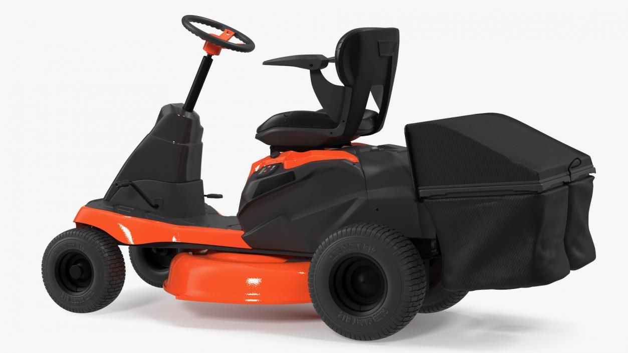 Mobile Lawn-Mower Orange with Grass Collection Bag Rigged 3D