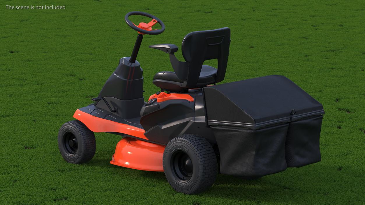 Mobile Lawn-Mower Orange with Grass Collection Bag Rigged 3D