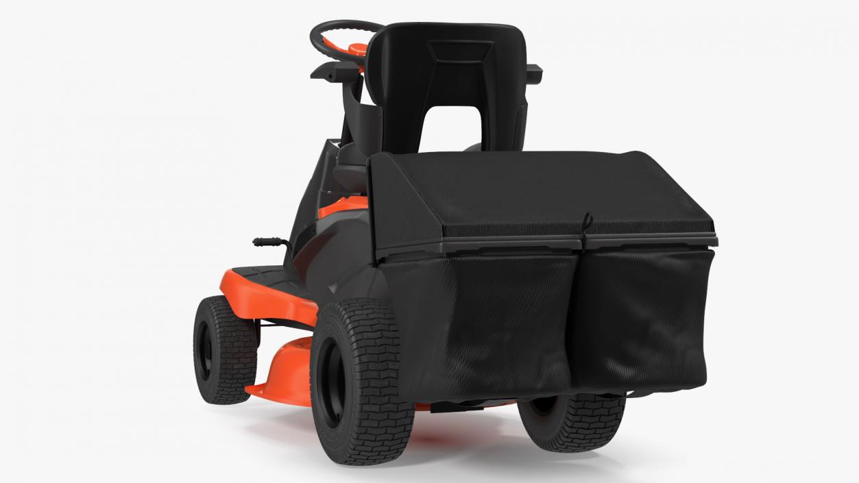 Mobile Lawn-Mower Orange with Grass Collection Bag Rigged 3D