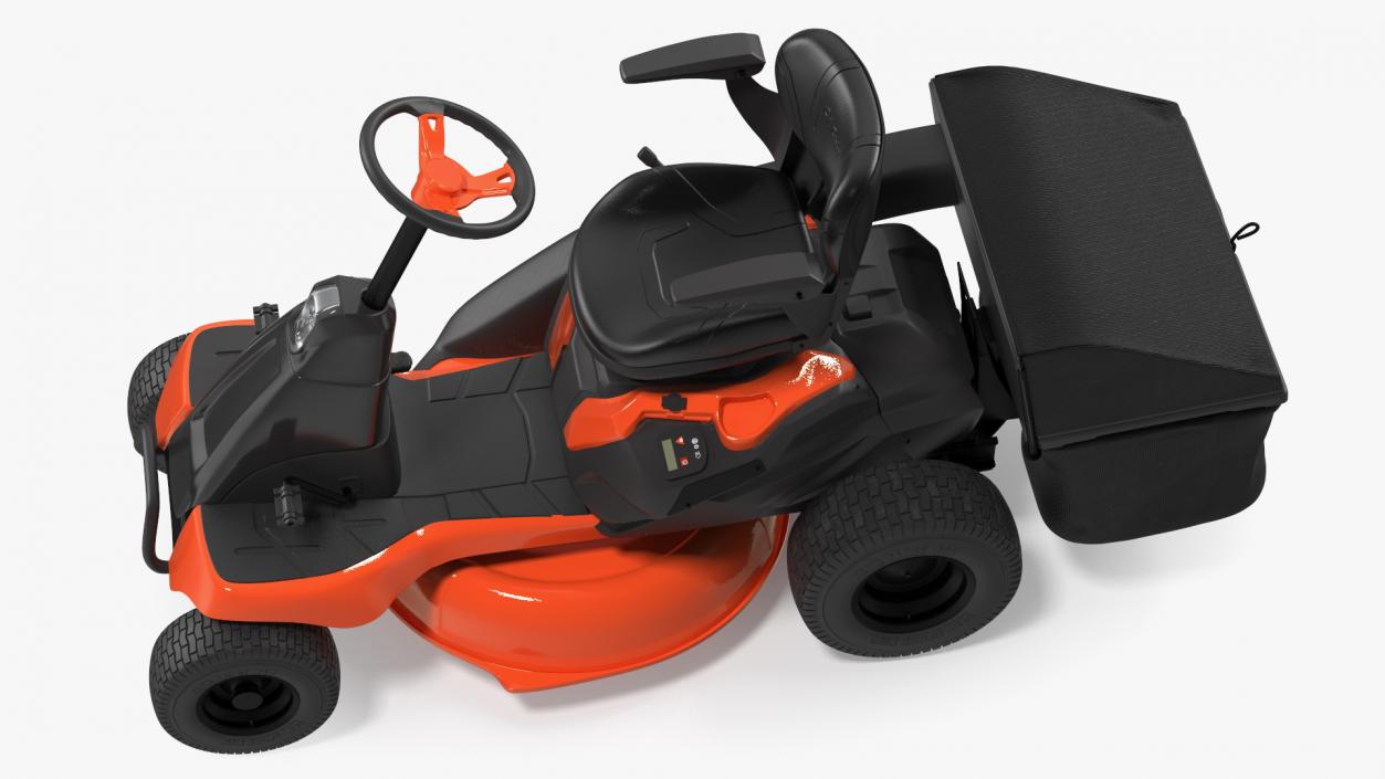 Mobile Lawn-Mower Orange with Grass Collection Bag Rigged 3D