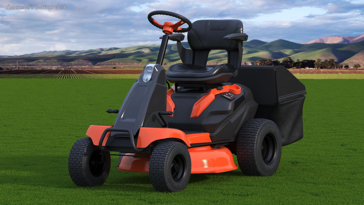 Mobile Lawn-Mower Orange with Grass Collection Bag Rigged 3D