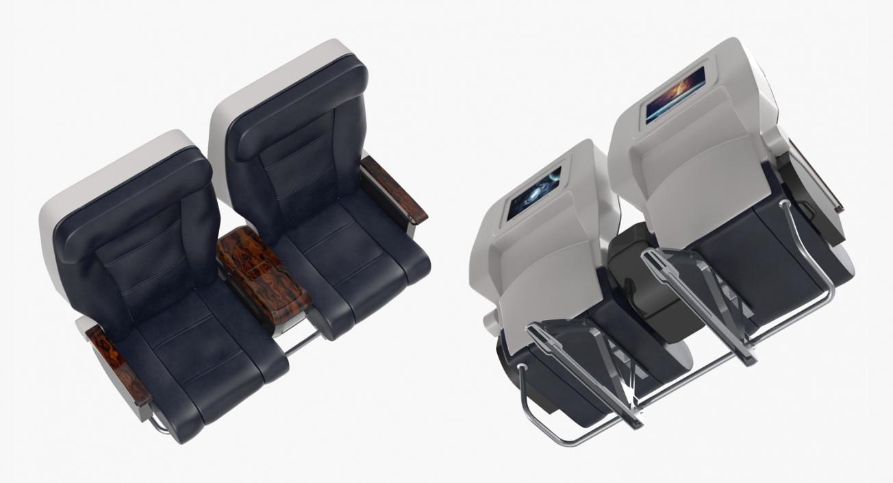 First Class Passenger Double Aircraft Seat 3D