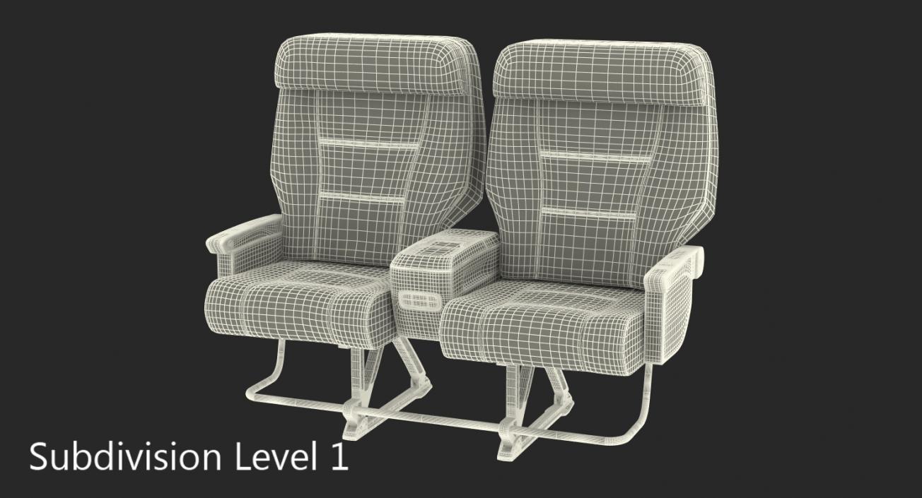 First Class Passenger Double Aircraft Seat 3D