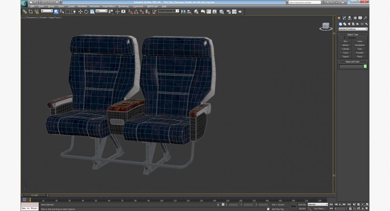 First Class Passenger Double Aircraft Seat 3D