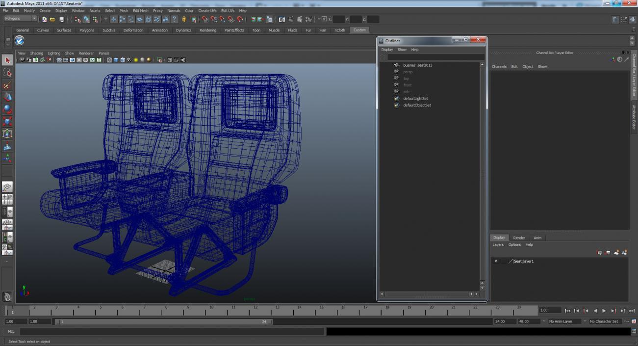 First Class Passenger Double Aircraft Seat 3D