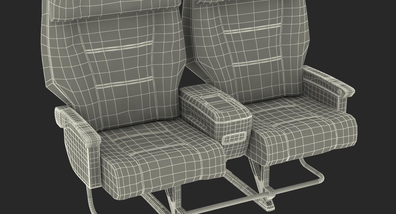 First Class Passenger Double Aircraft Seat 3D