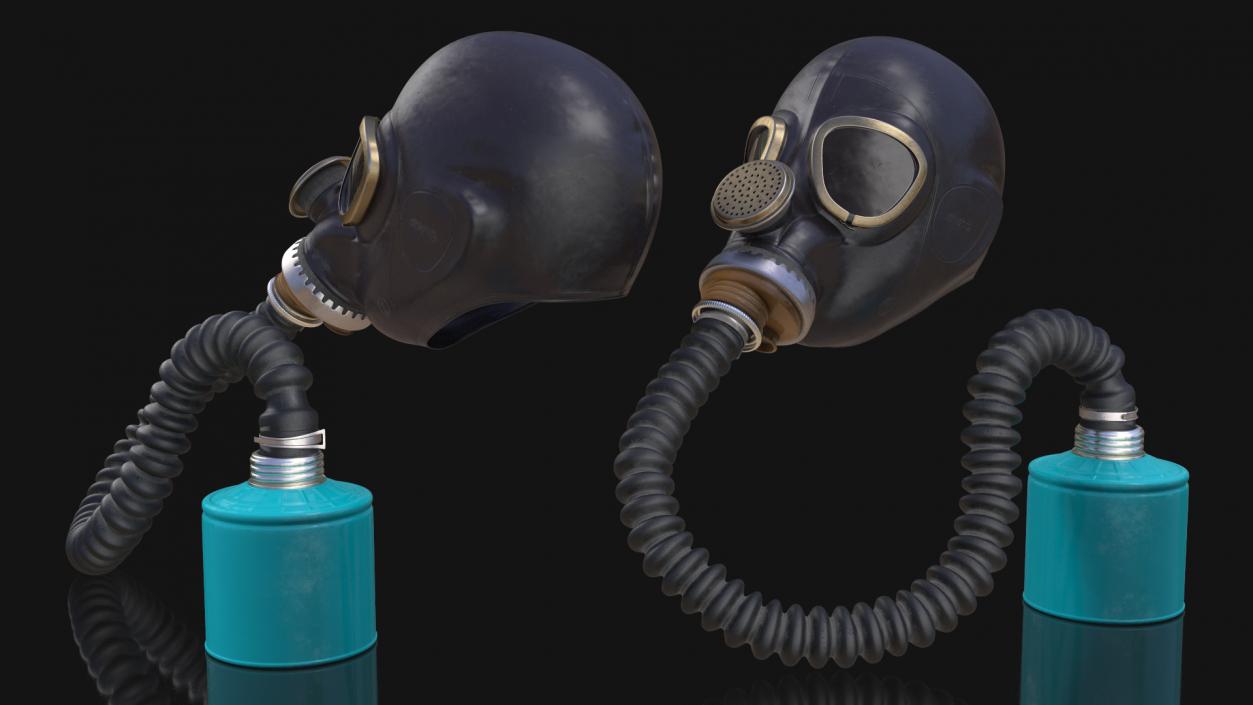 3D Black Rubber Gas Mask with Hose