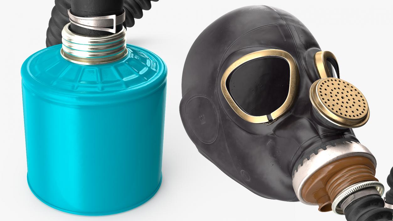 3D Black Rubber Gas Mask with Hose