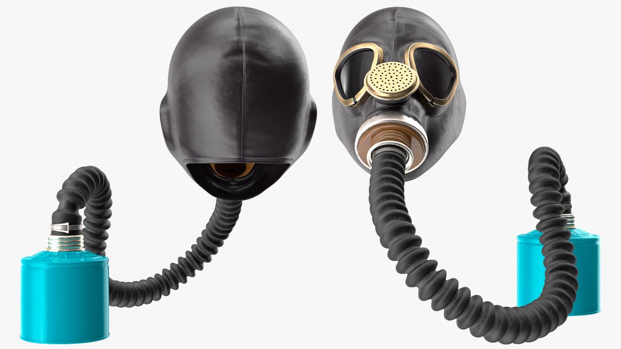 3D Black Rubber Gas Mask with Hose