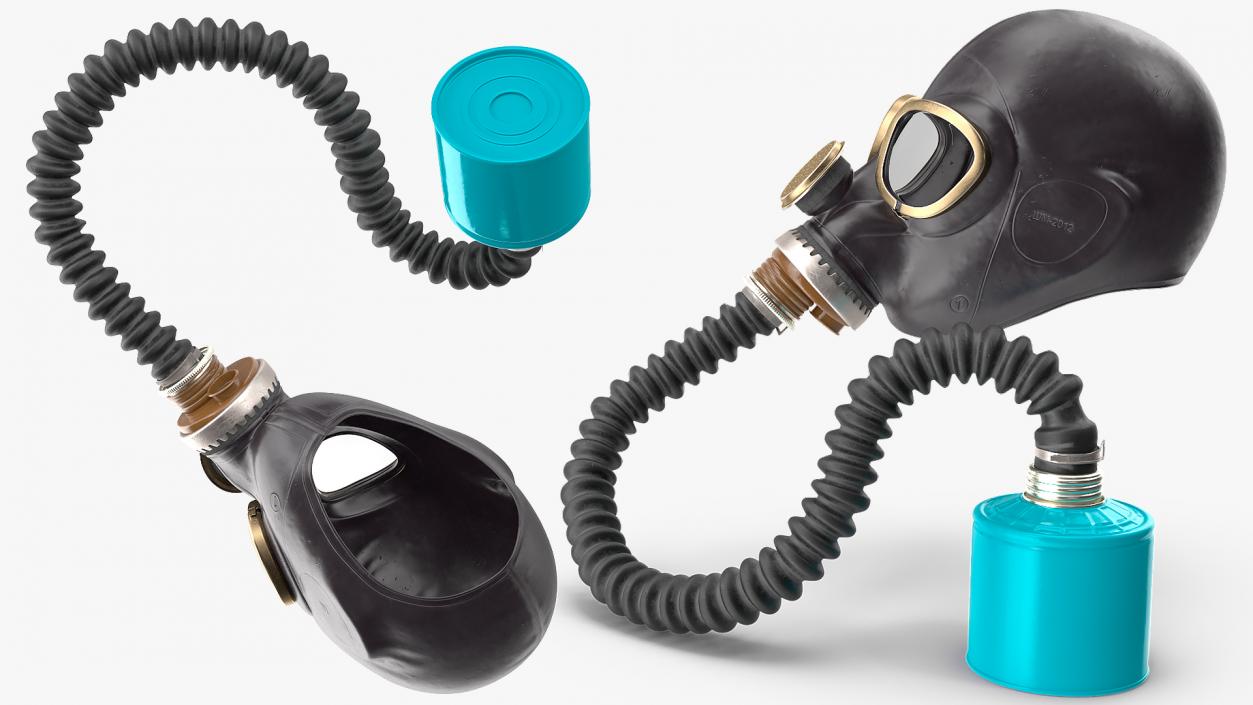 3D Black Rubber Gas Mask with Hose