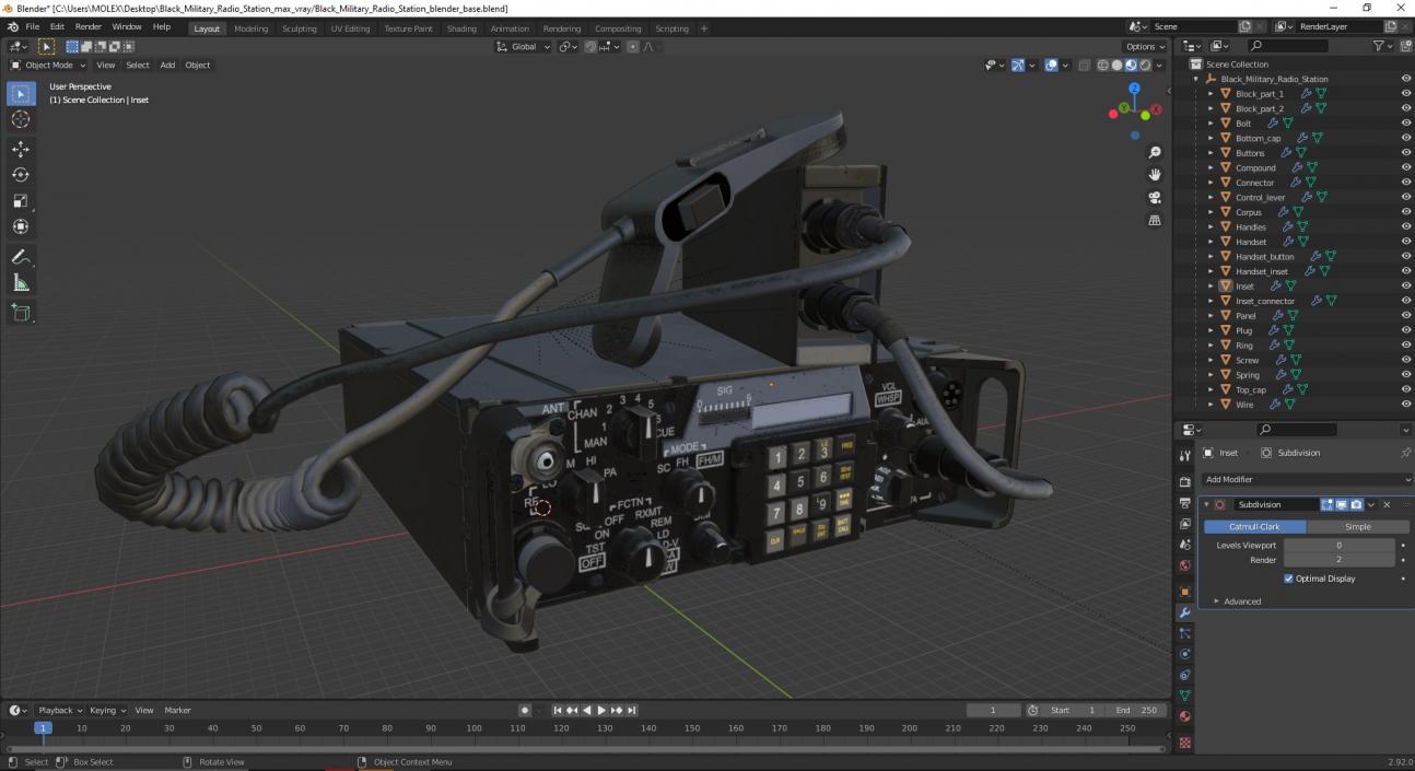 3D Black Military Radio Station model