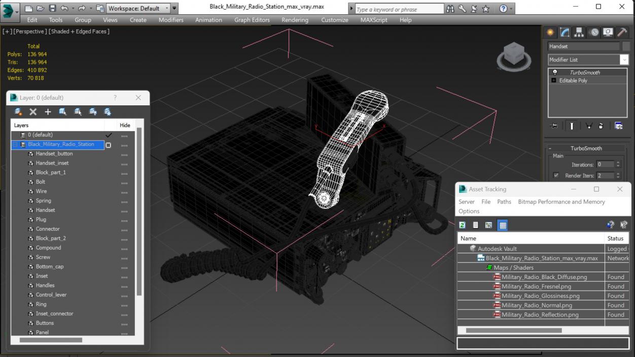 3D Black Military Radio Station model