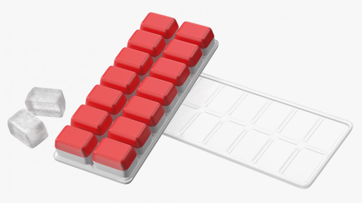 3D Full Ice Tray with Cover Red model