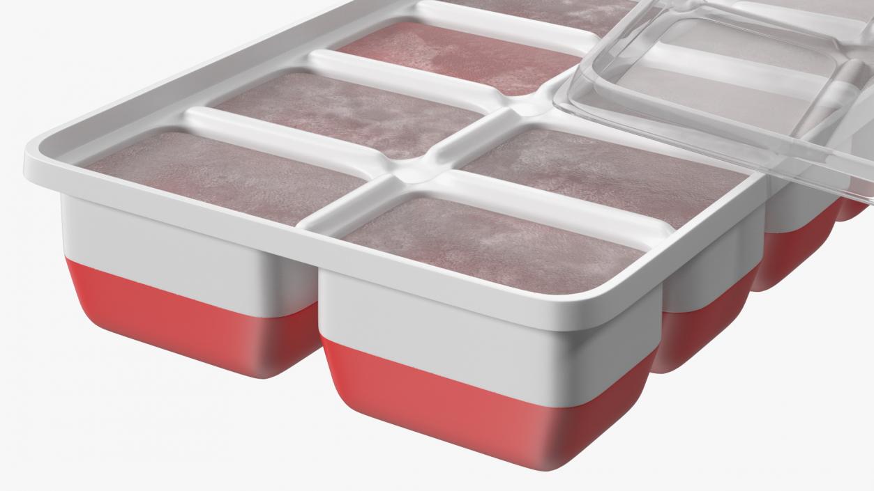 3D Full Ice Tray with Cover Red model