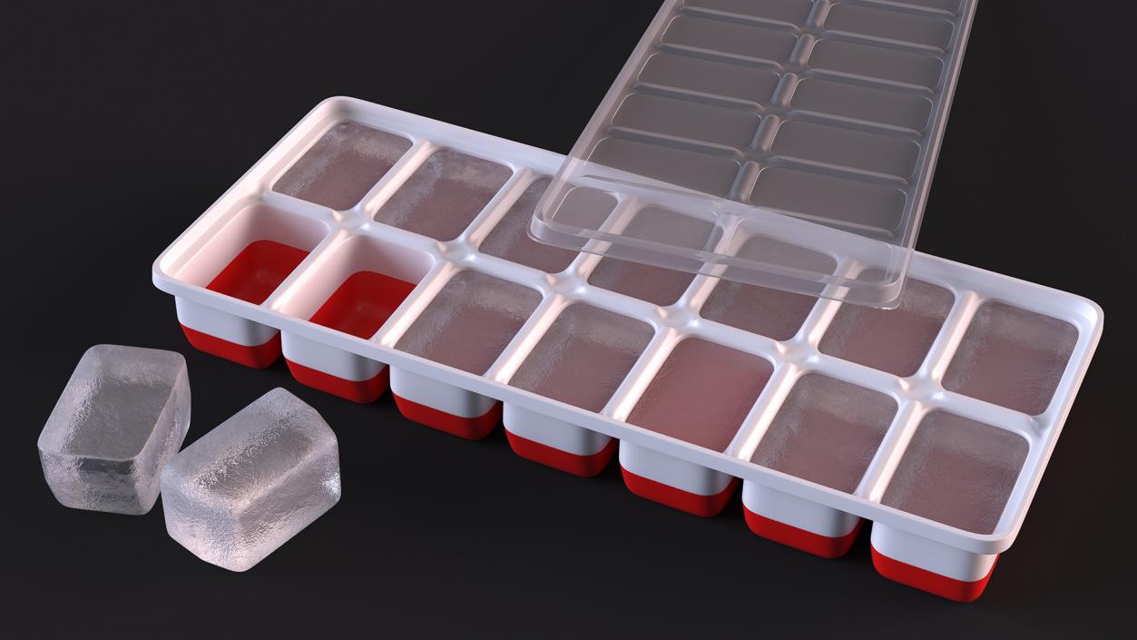 3D Full Ice Tray with Cover Red model