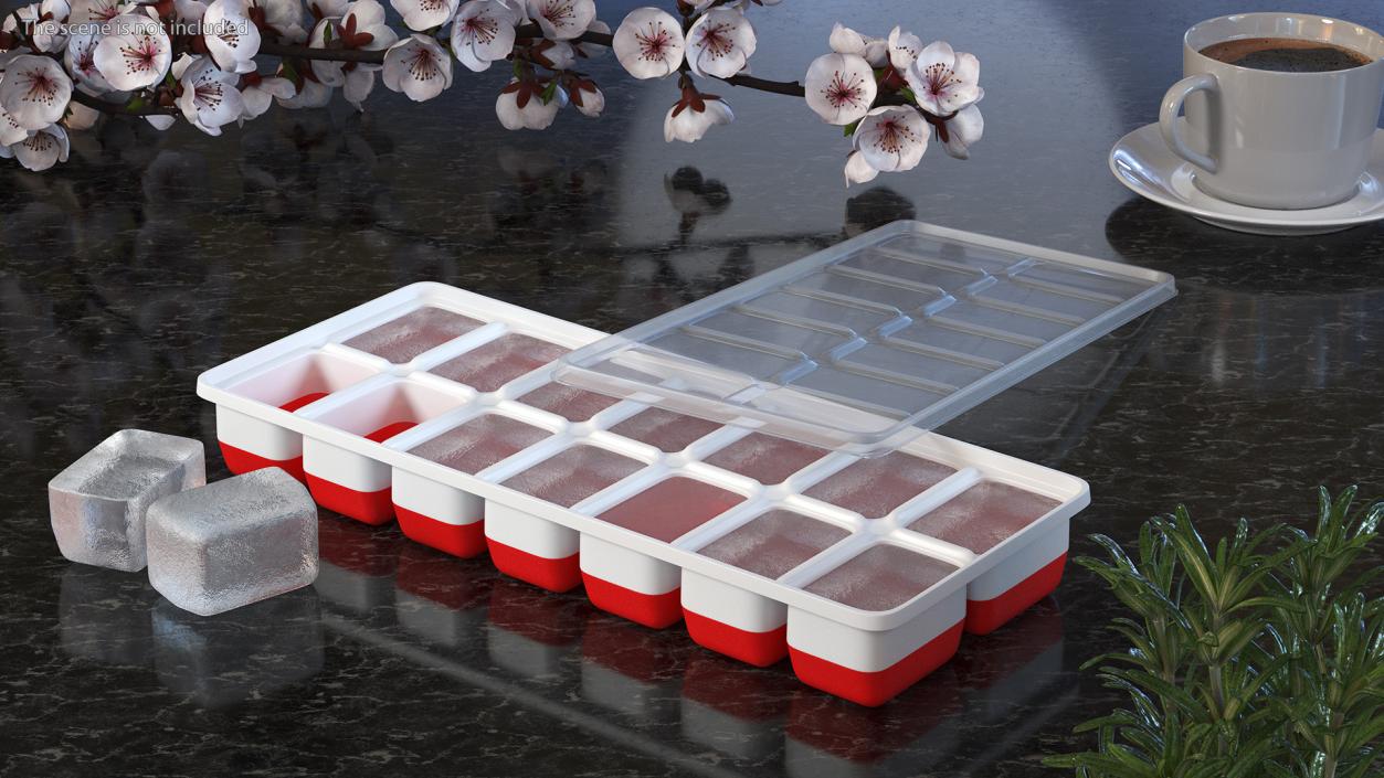 3D Full Ice Tray with Cover Red model