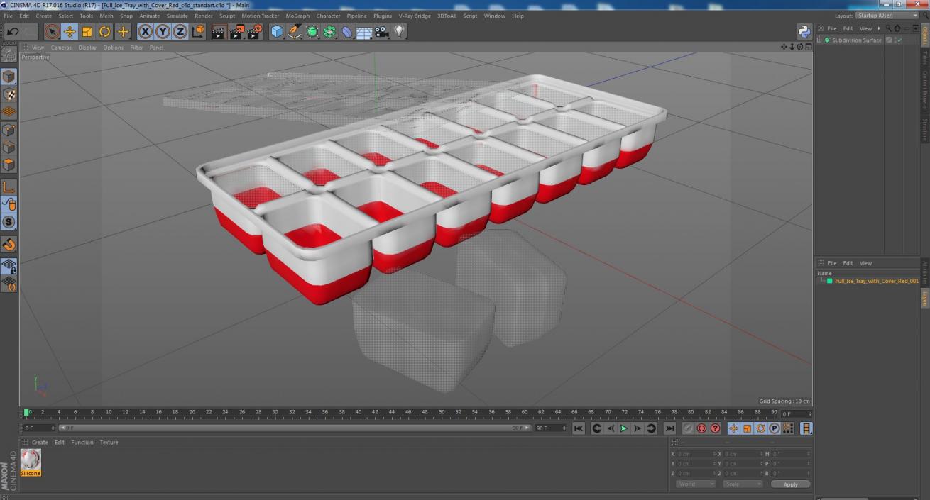 3D Full Ice Tray with Cover Red model