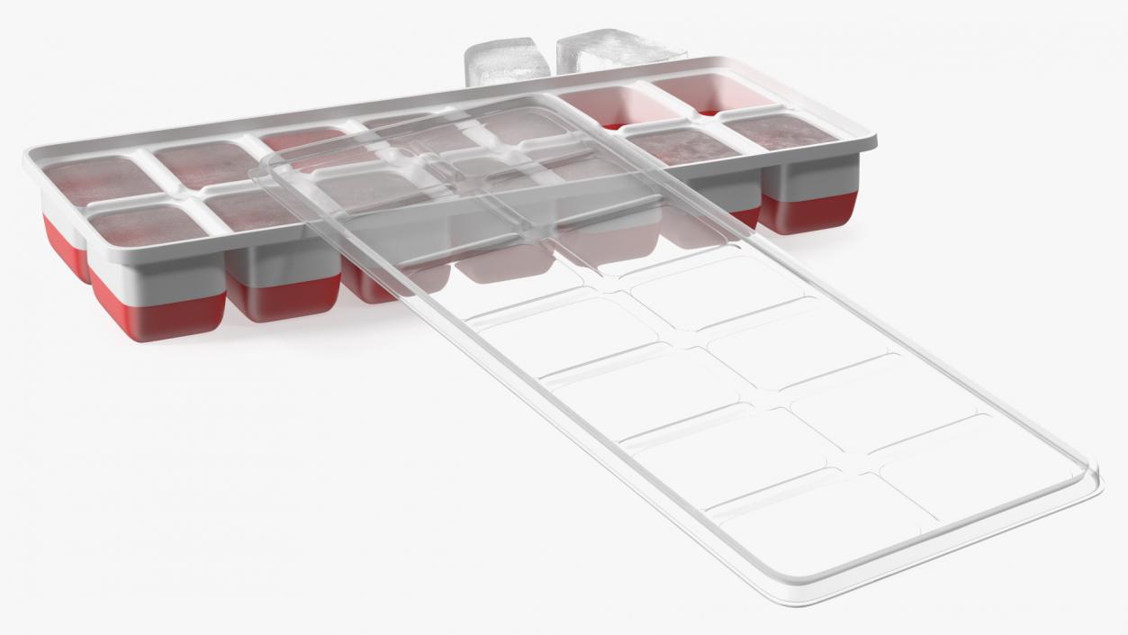 3D Full Ice Tray with Cover Red model