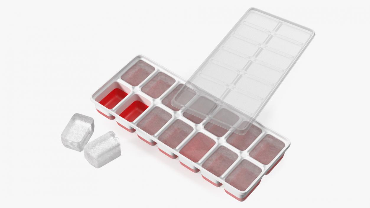 3D Full Ice Tray with Cover Red model