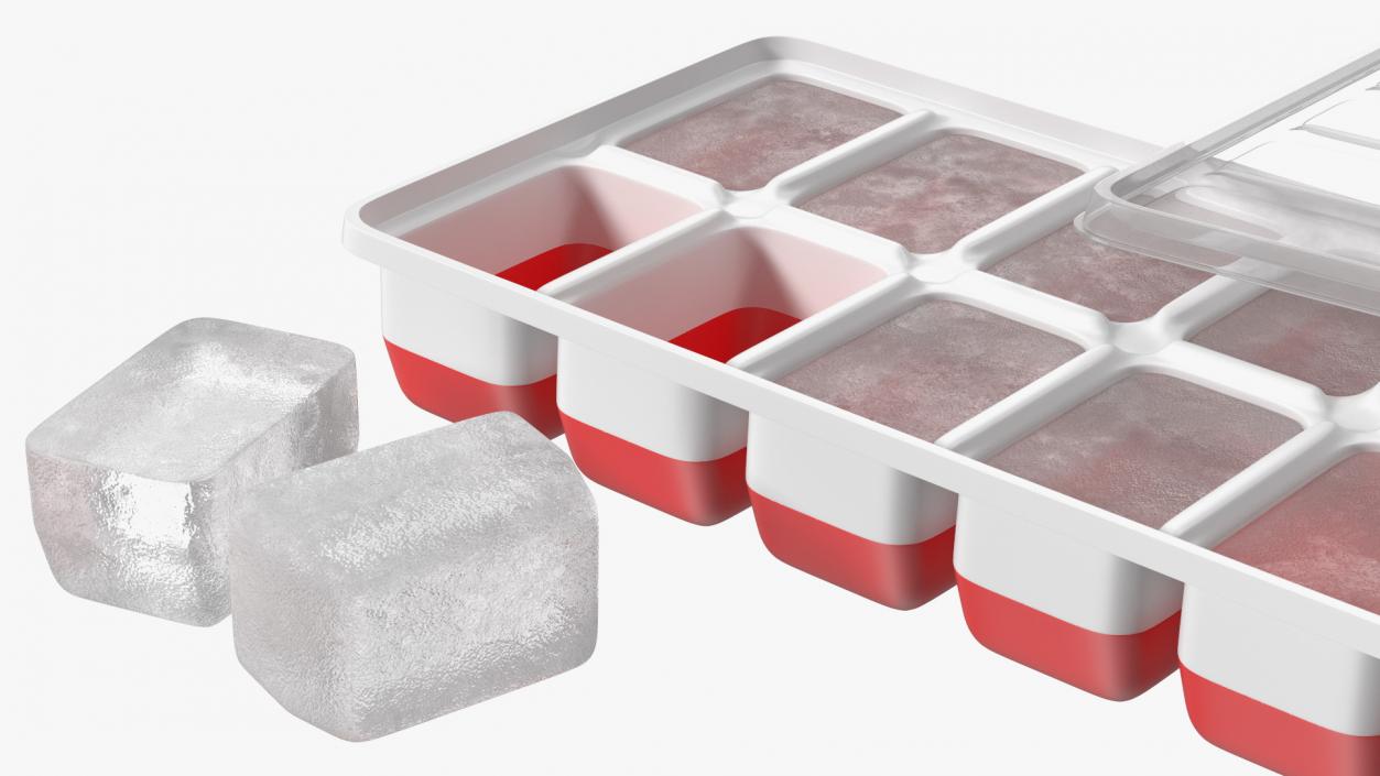 3D Full Ice Tray with Cover Red model