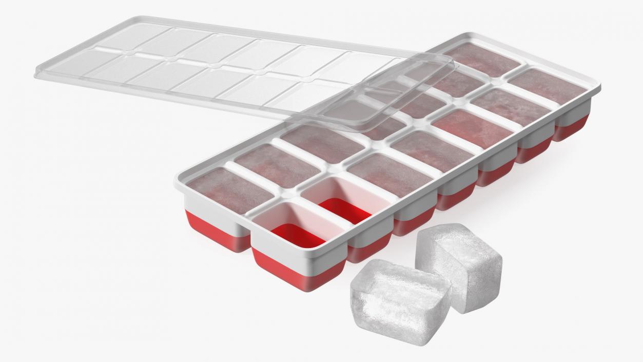 3D Full Ice Tray with Cover Red model