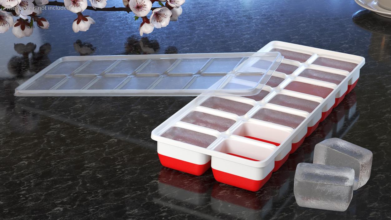 3D Full Ice Tray with Cover Red model