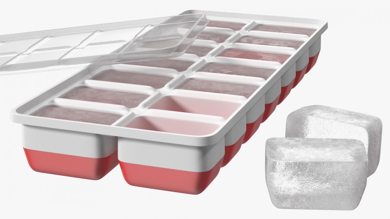 3D Full Ice Tray with Cover Red model