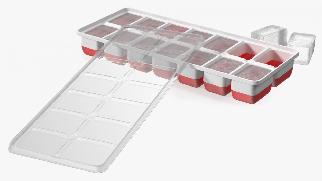 3D Full Ice Tray with Cover Red model