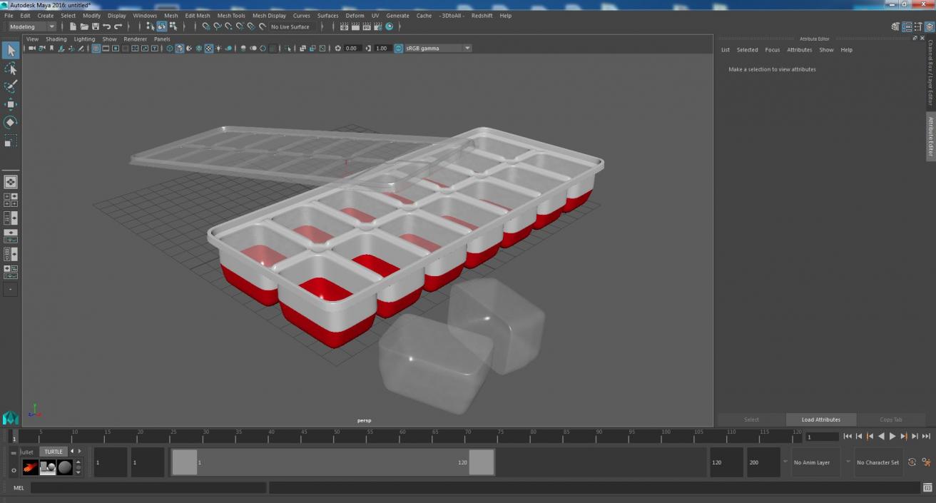 3D Full Ice Tray with Cover Red model