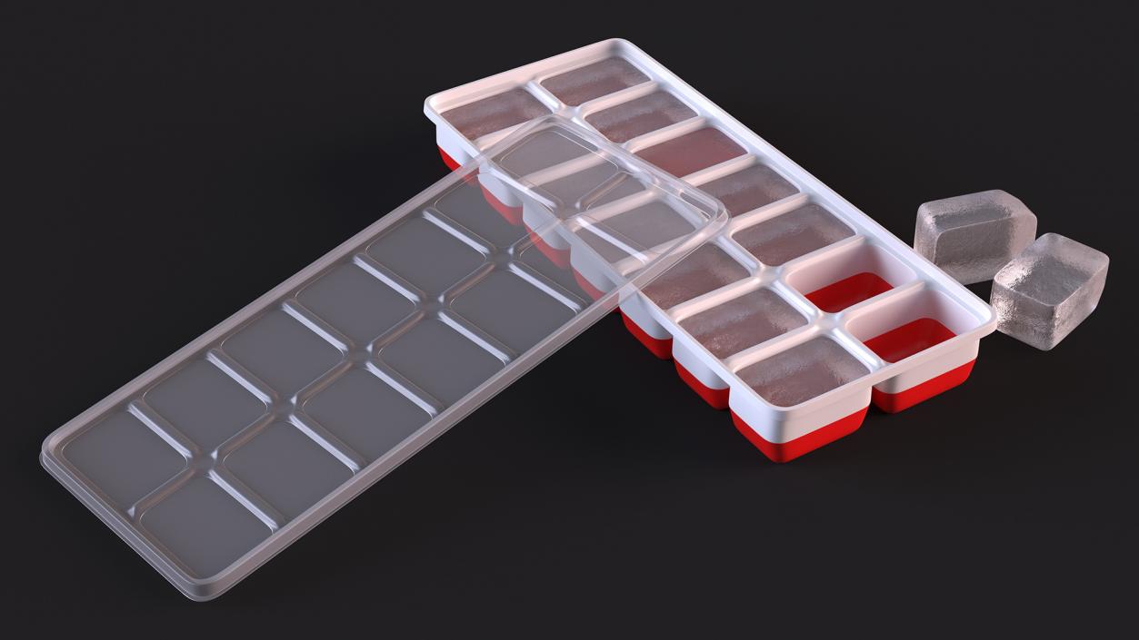 3D Full Ice Tray with Cover Red model