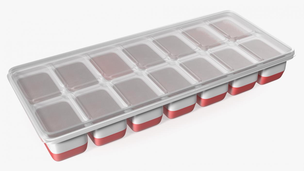 3D Full Ice Tray with Cover Red model