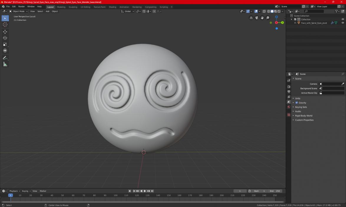 Emoji Spiral Eyes Face 2 3D model