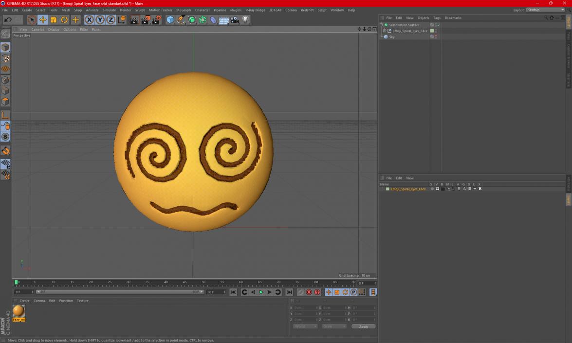 Emoji Spiral Eyes Face 2 3D model