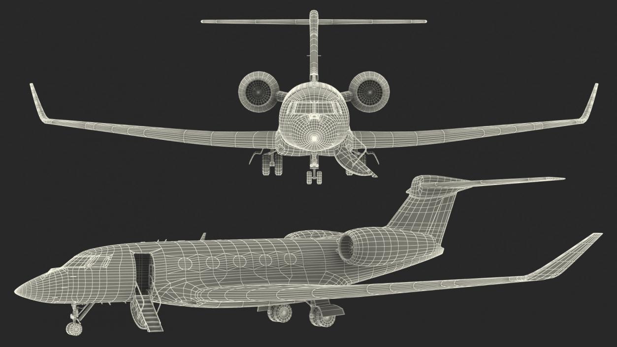 3D Business Jet Twin Engine Rigged