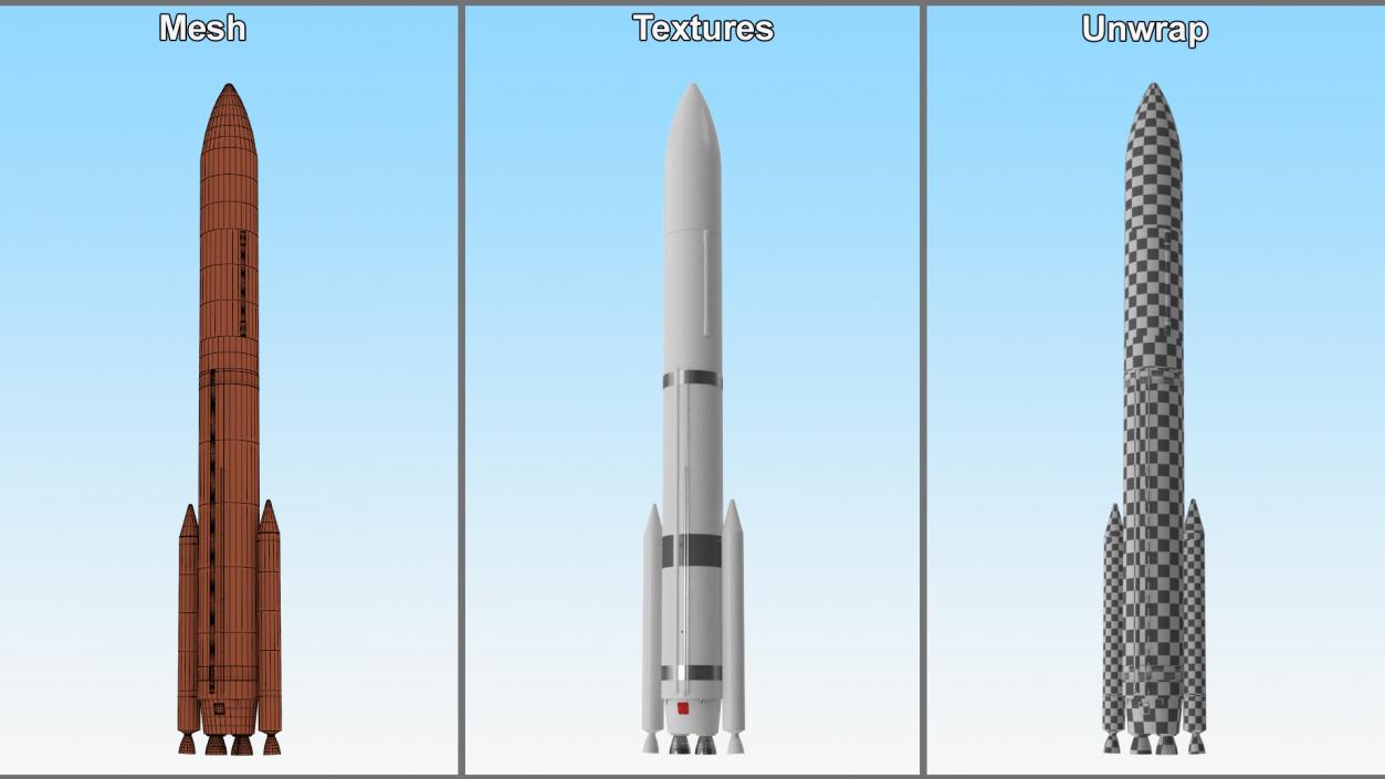 Heavy Lift Launch Vehicle with Two Solid Boosters 3D model