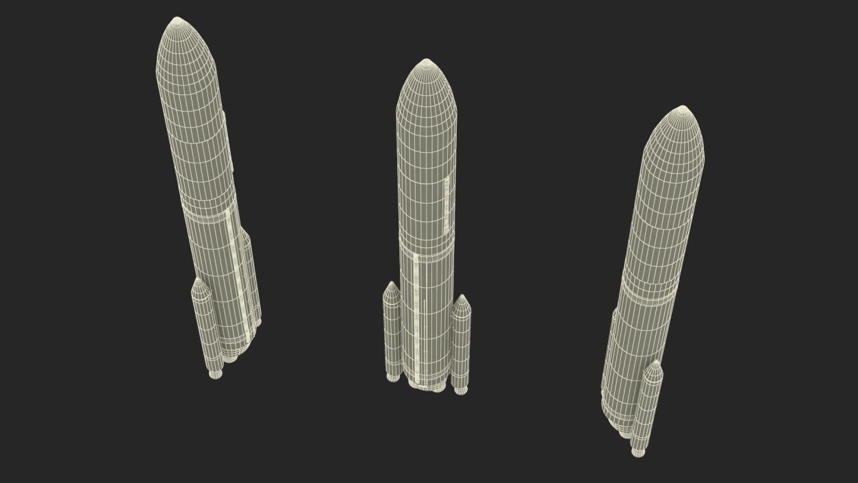 Heavy Lift Launch Vehicle with Two Solid Boosters 3D model