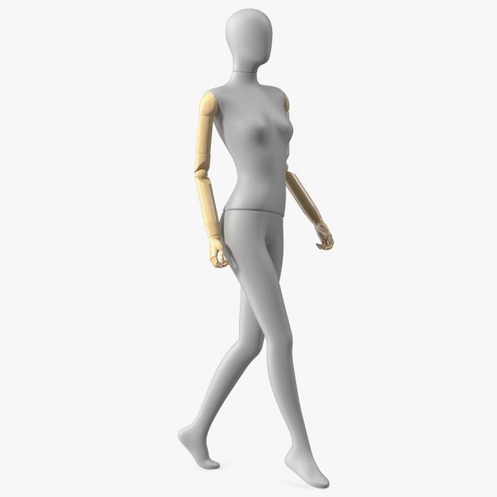 Flexible Female Mannequin Walking Pose Satin Grey 3D model