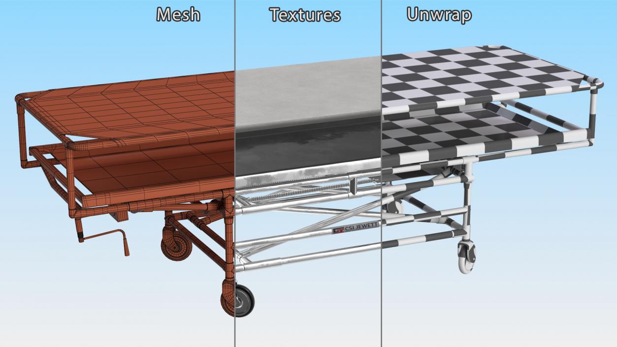 Covered Morgue Gurney CSI Jevett Rigged 3D model