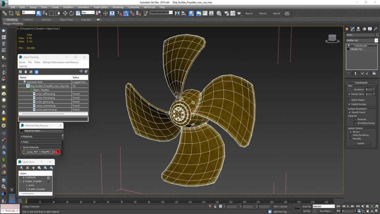 3D Rudder Propeller 2 model