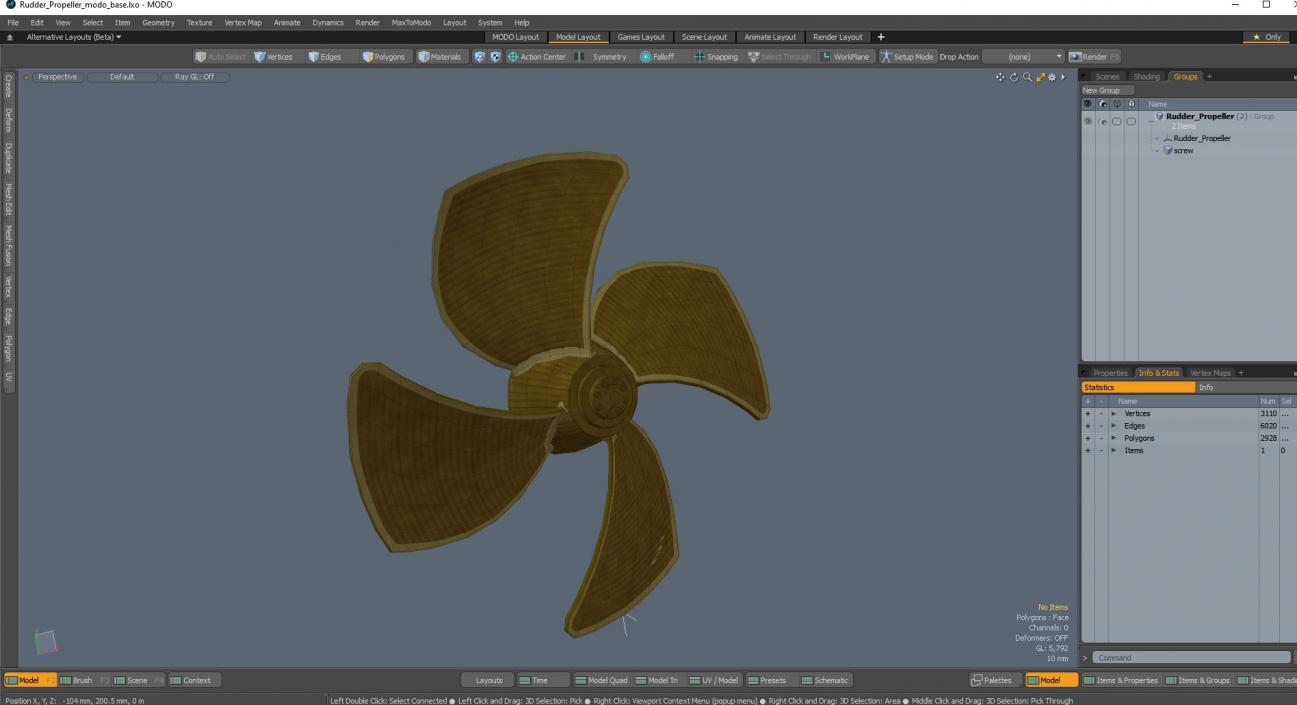 3D Rudder Propeller 2 model