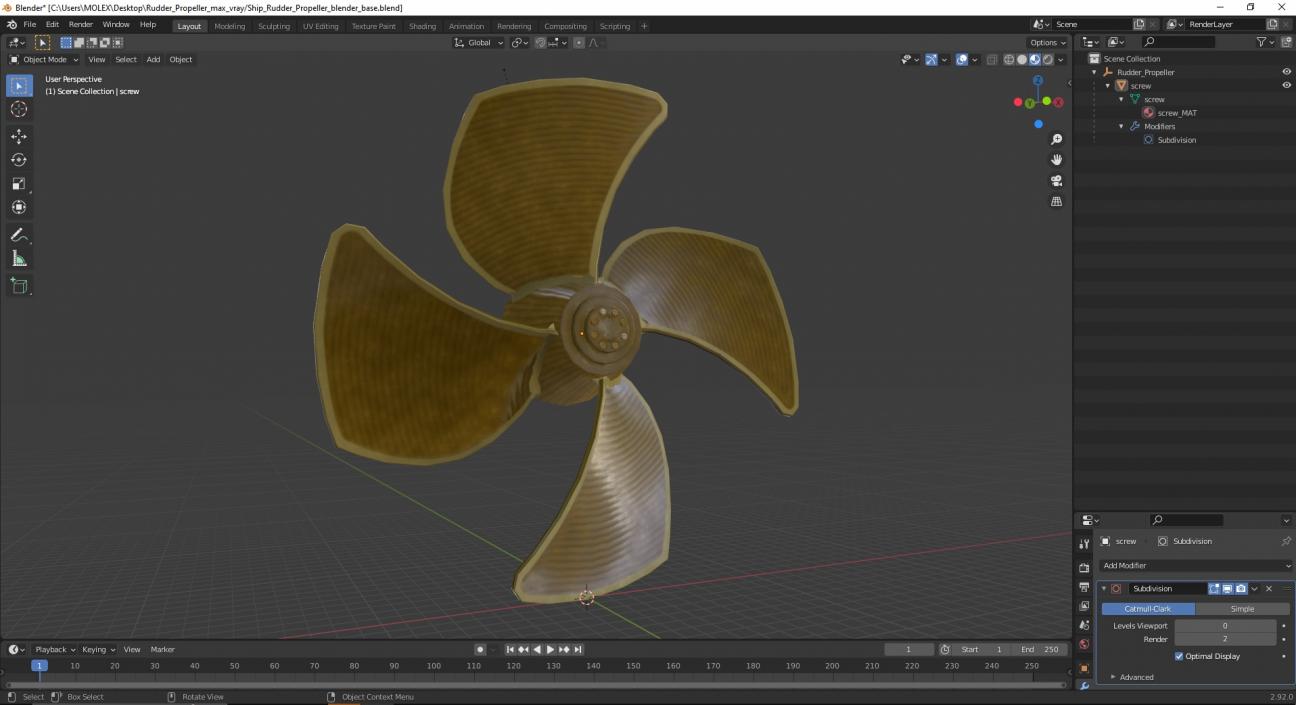 3D Rudder Propeller 2 model