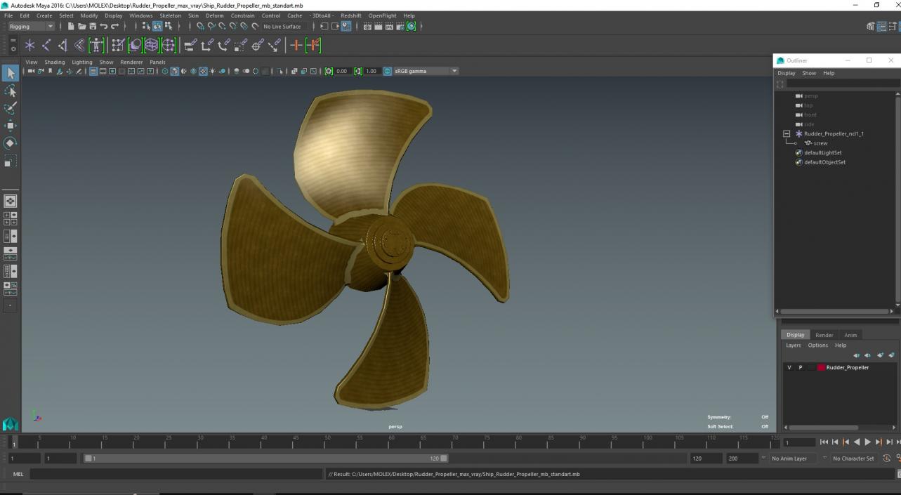 3D Rudder Propeller 2 model