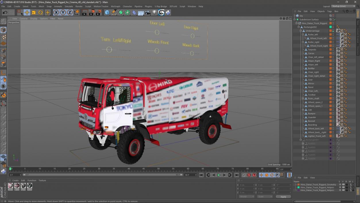 Hino Dakar Truck Rigged for Cinema 4D 3D